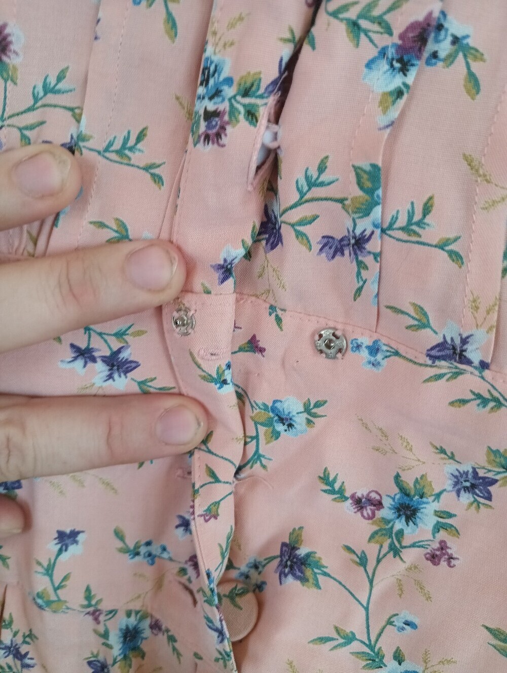 Vintage Pink Floral Midi Dress Lace Sailor Collar Prairiecore Karin Stevens 80s - Picture 8 of 15